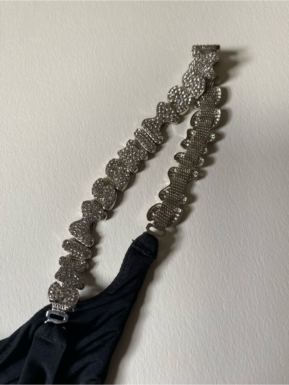 SKIMS Jelly Sheer Crystal Logo Side Thong - Onyx M/XL Rhinestone Straps - NWT - Picture 6 of 12